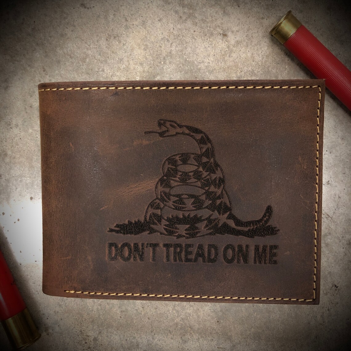 Don't Tread on Me Wallet Distressed Leather Wallet Your Etsy