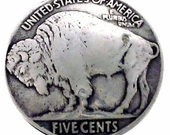 Set of 2 Buffalo Nickel(replica 1937) Conchos with caps --Rivet Back