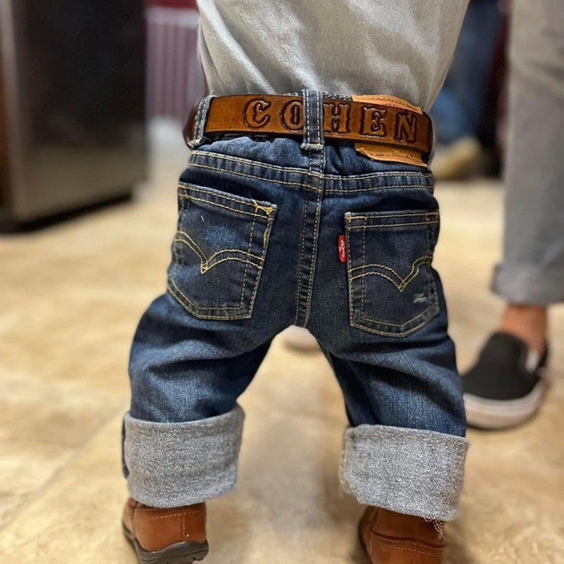 Little Cowboy Belt with Tooled Horses and Child's Name Included image 4