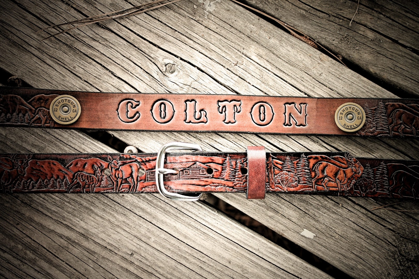 Kid's Belt with DEER DESIGN, Name belt, toddler belt,  Deer Scene…