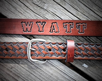 Toddler Belt, Name belt, personalized belt, Kid's Belt, Child's Belt, Cowboy Belt, BASKET WEAVE design, Name engraved Free!