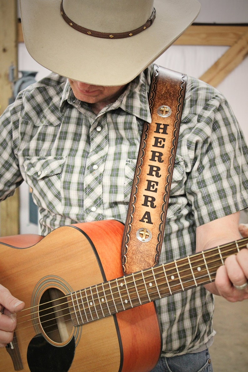 GUITAR STRAP, MillersLeatherShop.com, Personalized Leather Guitar Strap,Made in the USA image 7