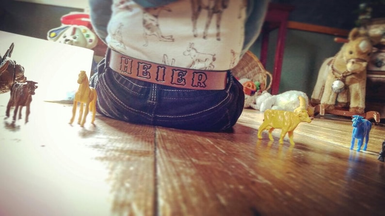 Little Cowboy Belt with Tooled Horses and Child's Name Included image 5