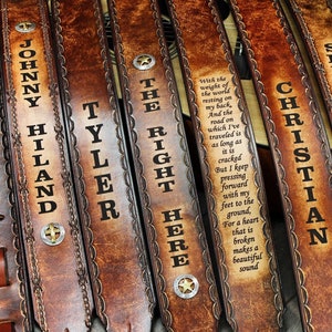 GUITAR STRAP, MillersLeatherShop.com, Personalized Leather Guitar Strap,Made in the USA image 2