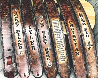 GUITAR STRAP, MillersLeatherShop.com, Personalized Guitar Strap, Leather Guitar Strap,Made in the USA