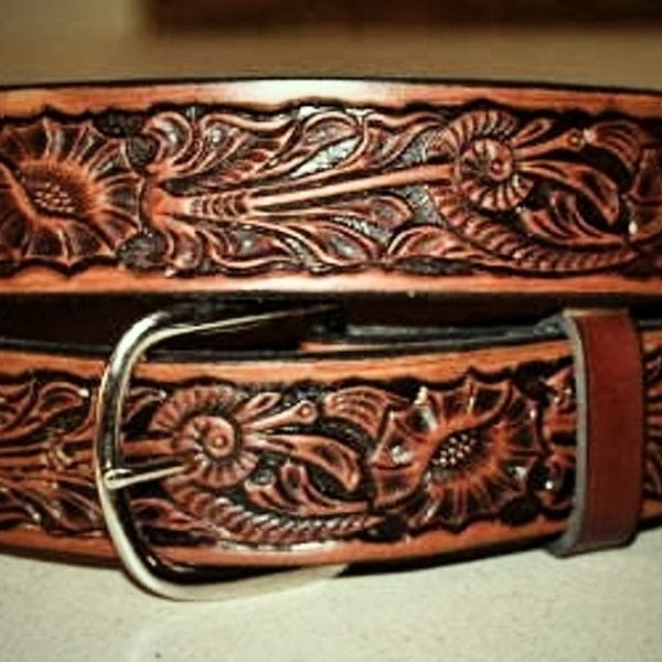 Stamped Leather Belt - Etsy