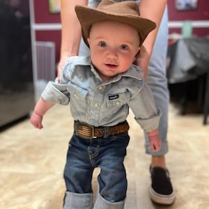 Little Cowboy Belt with Tooled Horses and Child's Name Included image 3