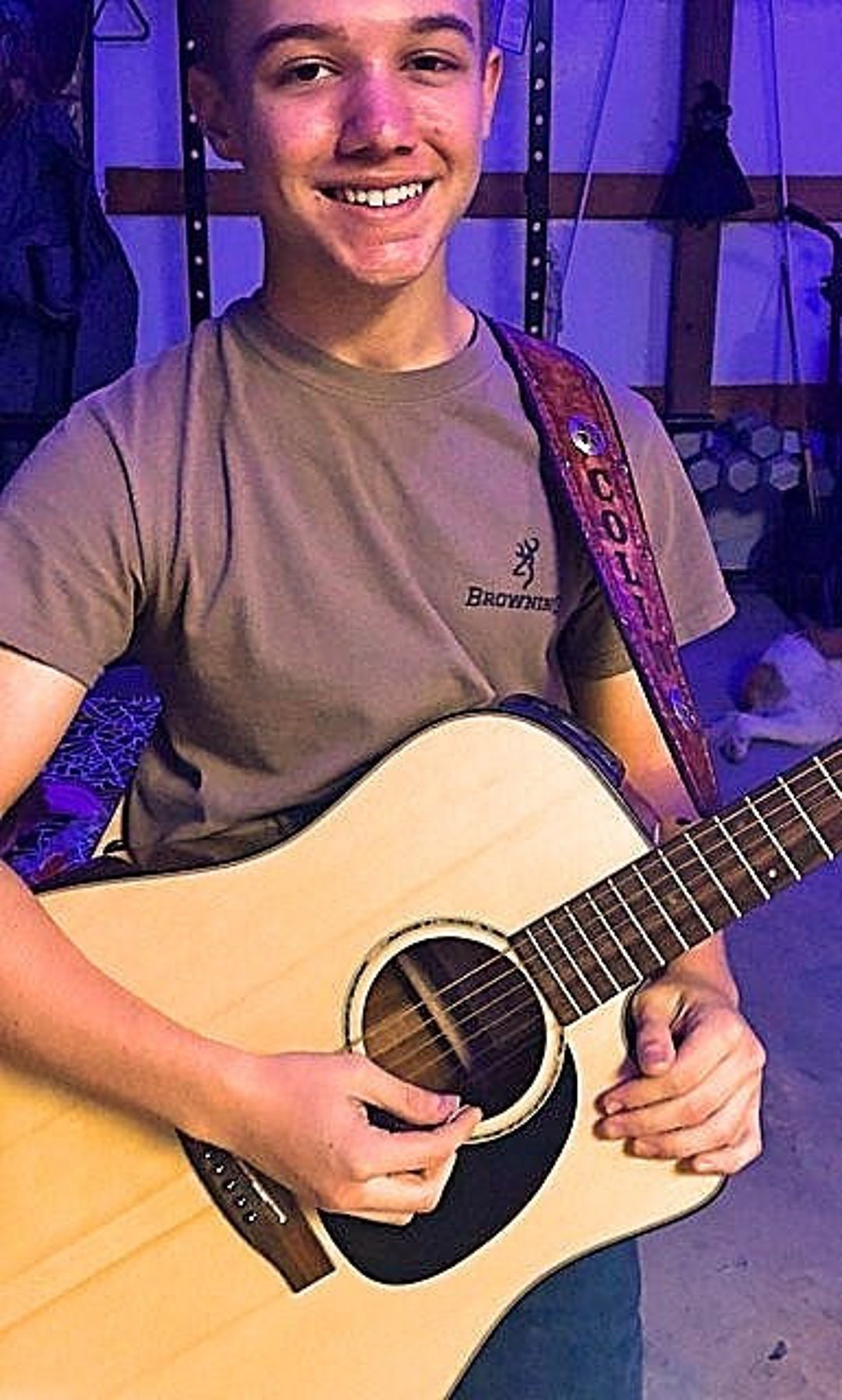 Child's Leather Guitar Strap Personalized and Made in the Etsy