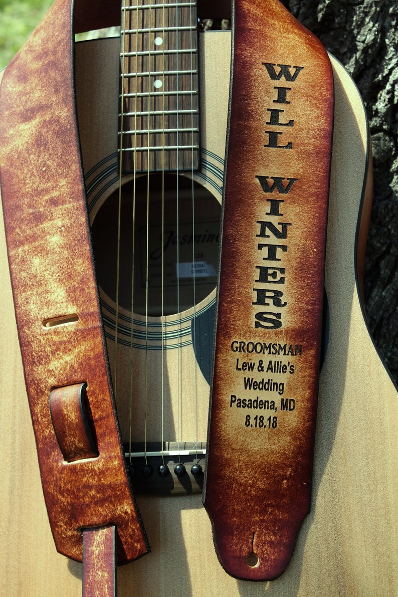 GUITAR STRAP, MillersLeatherShop.com, Personalized Leather Guitar Strap,Made in the USA image 6