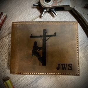 Cartera LINEMAN, IBEW WALLET, Distressed Leather Wallet, Tres estilos diferentes