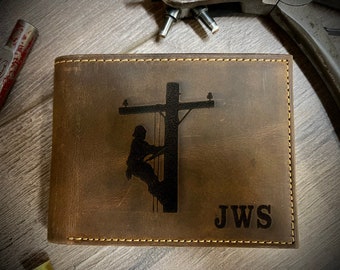 LINEMAN wallet, IBEW WALLET, Distressed Leather Wallet, Three different styles