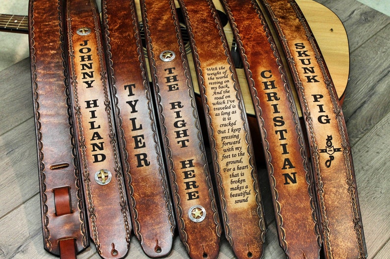 GUITAR STRAP Custom Engraved Hand Made in the USA by Etsy