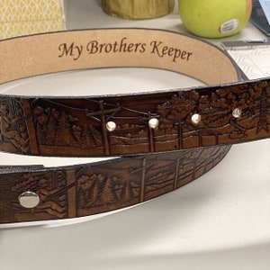 Handcrafted Carved Western Leather Belt ,Made in the USA image 6