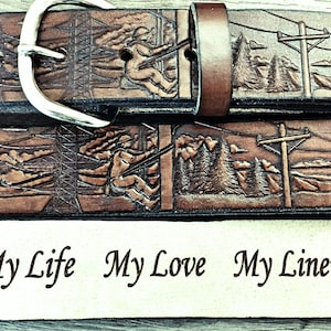 Regalo LINEMAN, Cinturón Lineman, Regalo IBEW, Cinturón de cuero hecho a mano, Hecho en los EE.UU. por Miller's Leather Shop