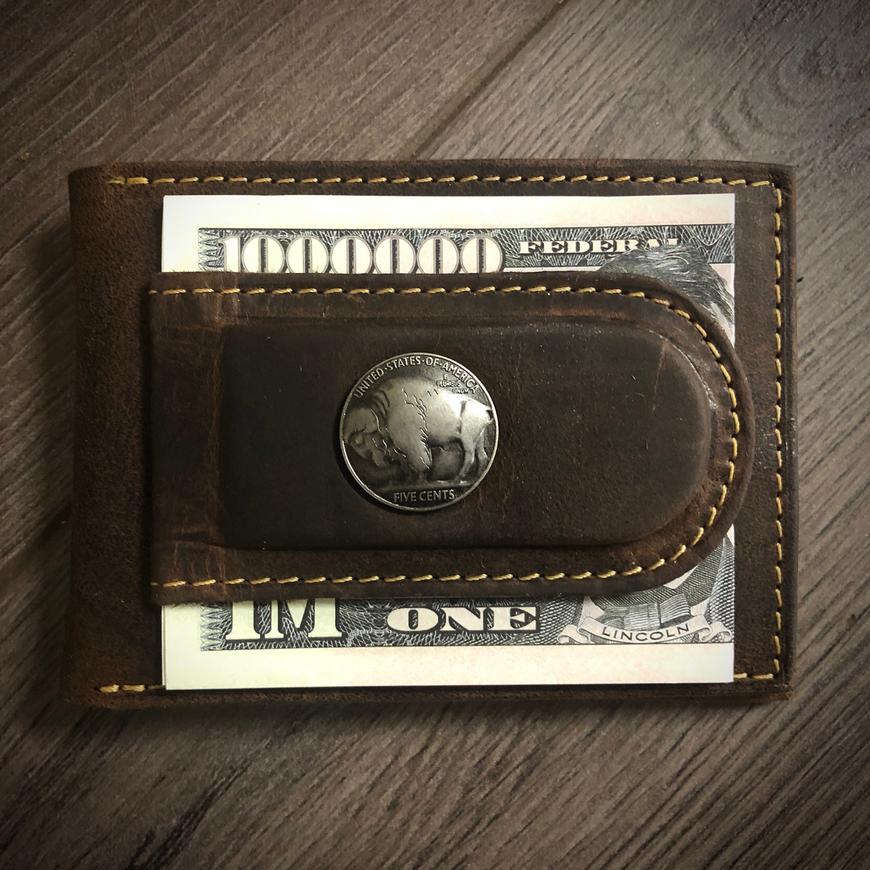 Jumbo GG money clip in black leather