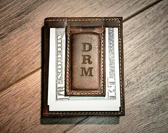 Front Pocket Wallet, Groomsman Gift, Money Clip with I.D. Holder