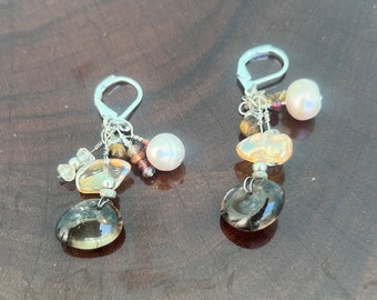 Dangle gemstone and sterling earrings