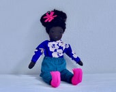 handgefertigte Anziehpuppe nach Waldorfart , hergestellt aus Naturmaterialien, 45cm, Stoffpuppe, nachaltiges Spielzeug, Weihnachtsgeschenk