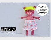 Ebook Stofftier 32cm,PDF Schnittmuster,Tutorial Puppe, Puppe mit Kleidung, Stofftier selber nähen, Schweinchen,Sofort Download Schnittmuster