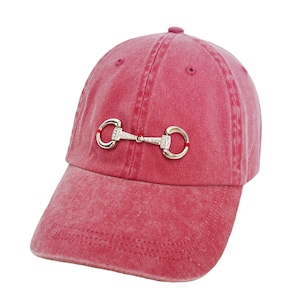 Equestrian Baseball Cap - Wine Cotton, Bling Snaffle Bit