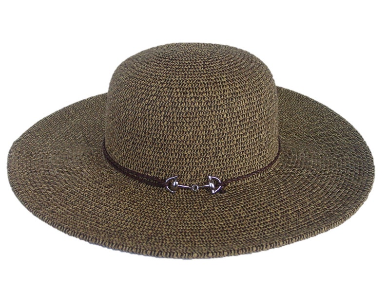 Equestrian Hats Snaffle Bit Hat Wide Brim Straw Sun Hat Black Heather