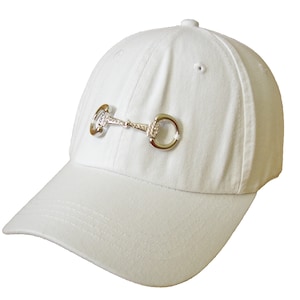 Equestrian Sun Hats - Bling Snaffle Bit Cap - White Baseball Cap - Equestrian Caps - Horse Lover Hat - Snaffle Bit Cap - Horse Sun Hats