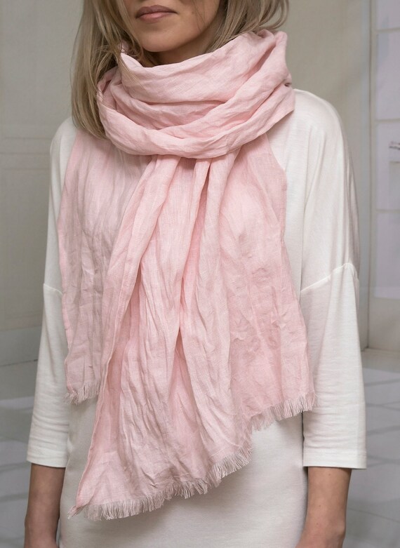 pink linen scarf