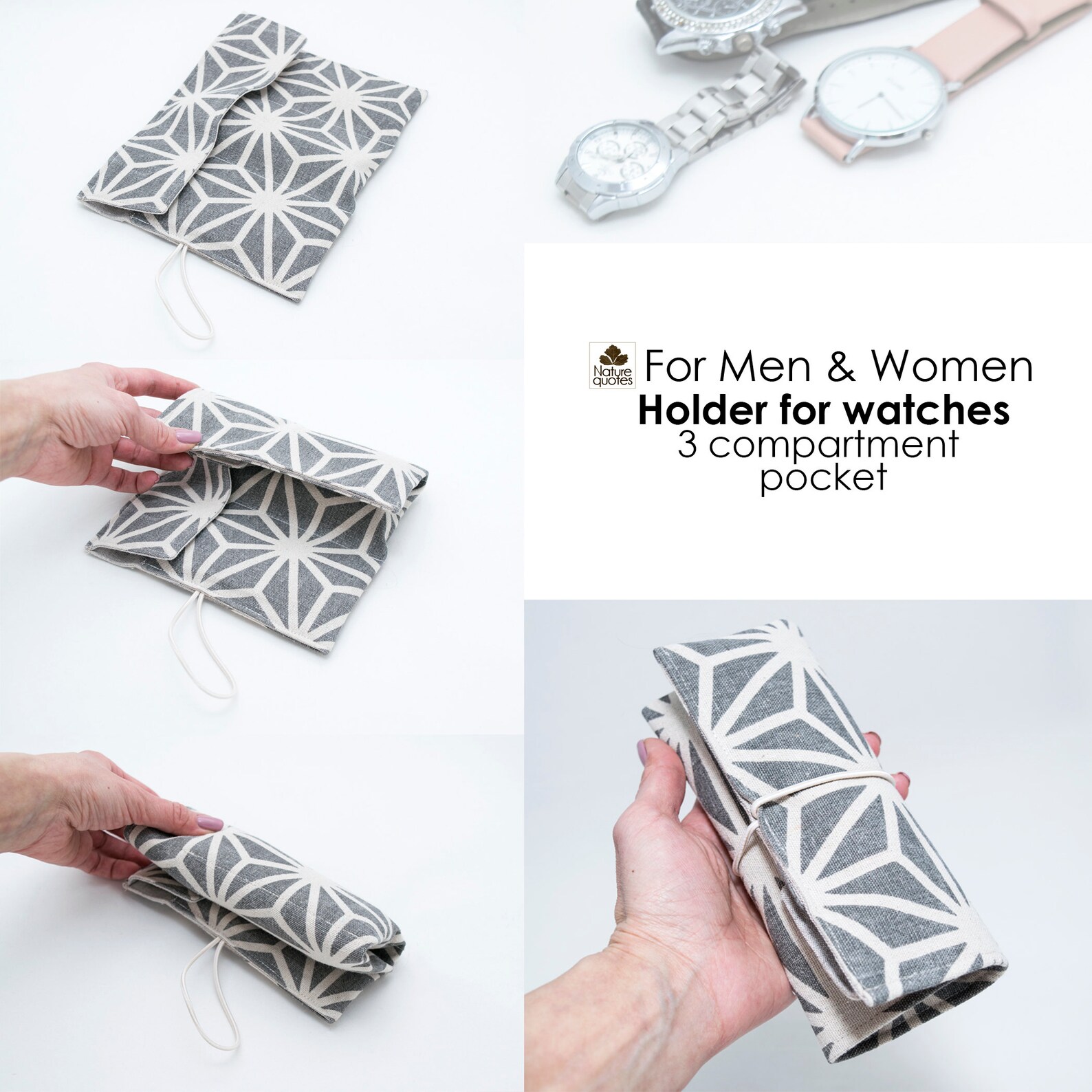 Watch Organizer. Gray Watch Holder Case. Road Linen Holder for Etsy