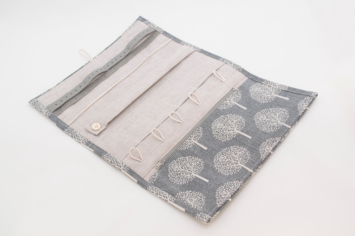 Travel Jewelry Case . Jewelry Roll Travel Case . Linen Holder Etsy