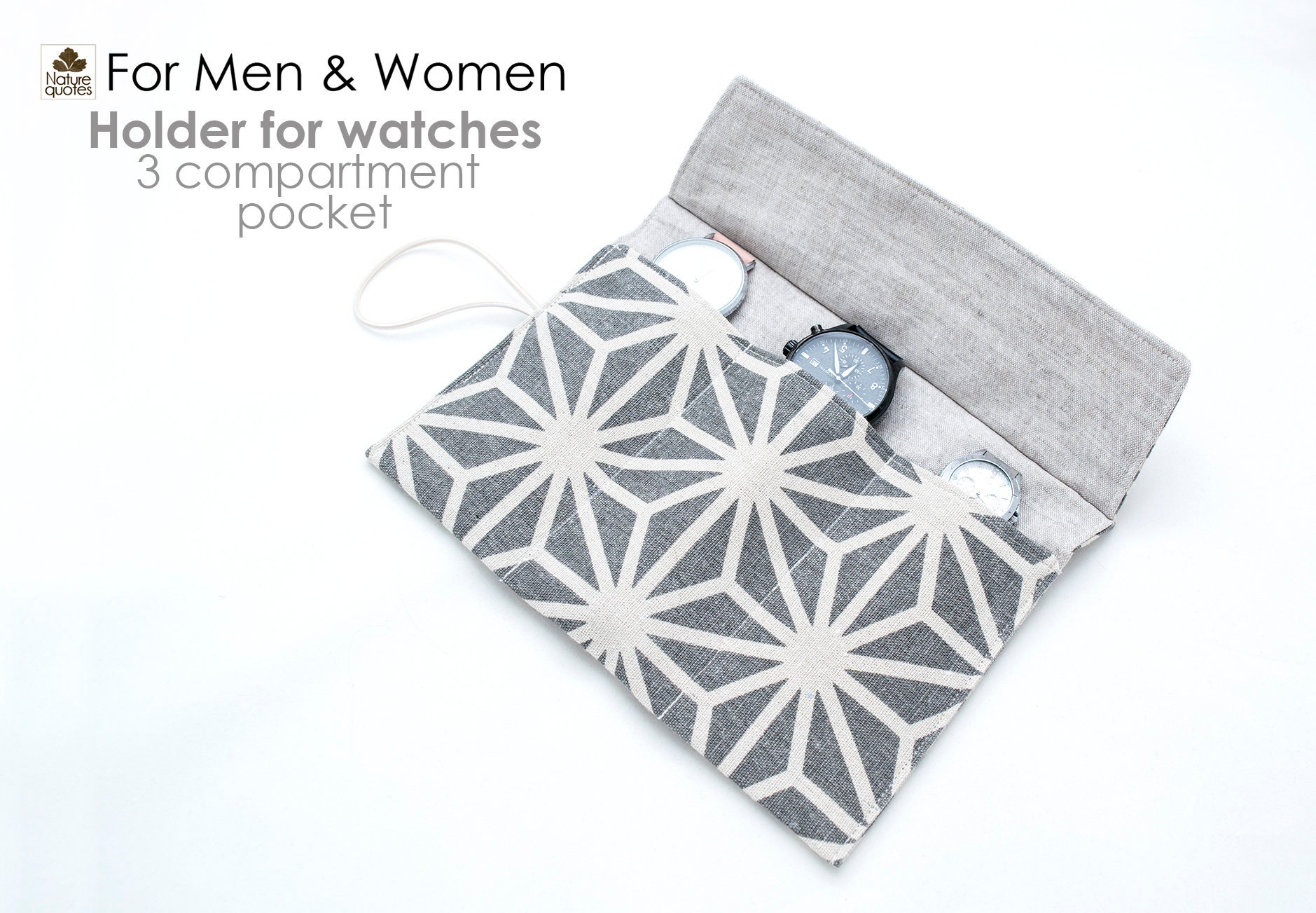 Watch Organizer. Gray Watch Holder Case. Road Linen Holder for Etsy