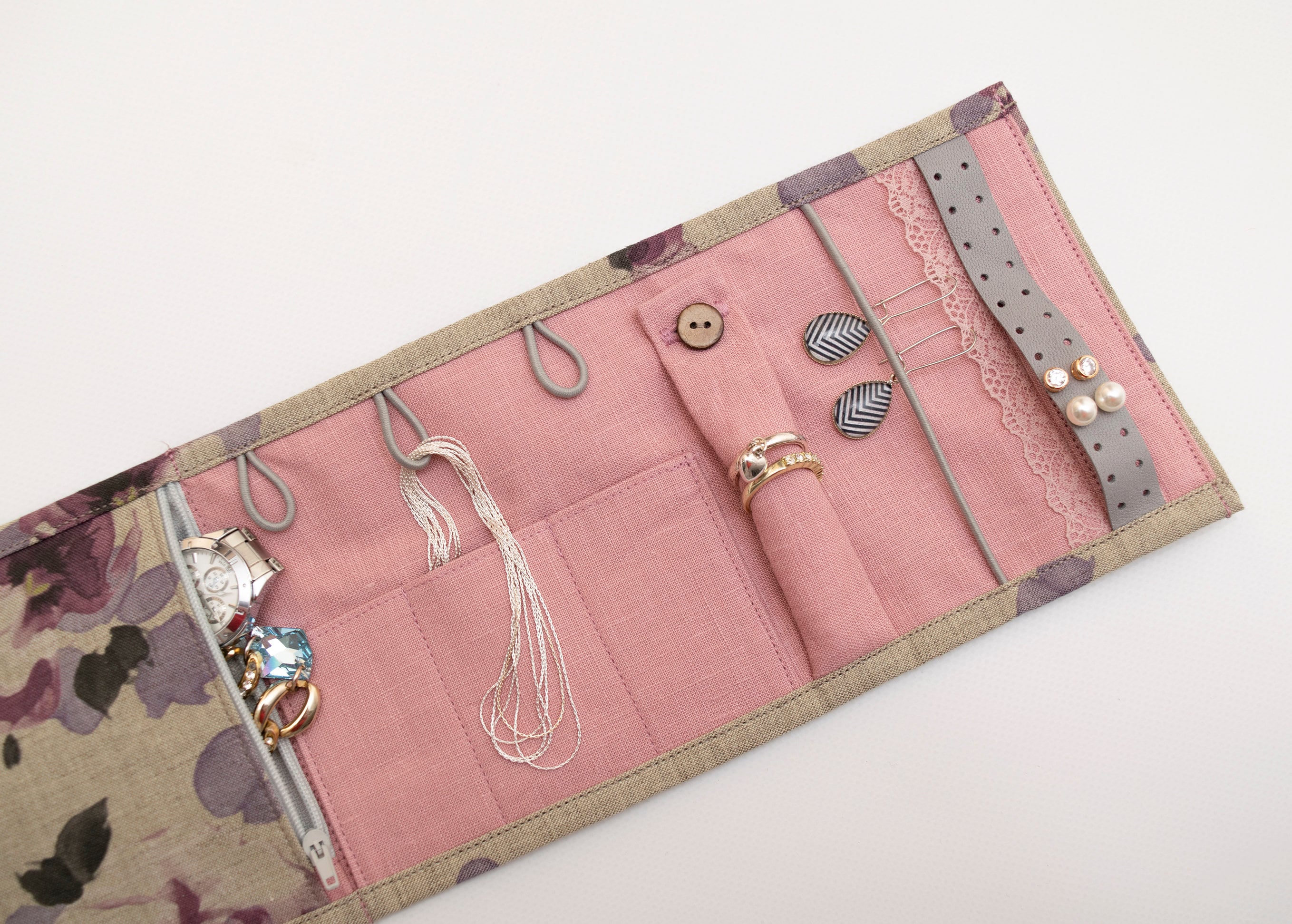 Travel Organizer Jewelry Travel Case Pink Jewelry Storage Travel