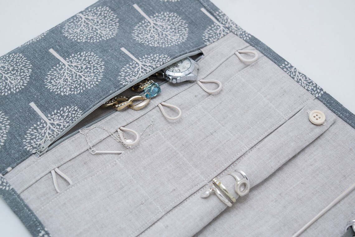 Travel Jewelry Case . Jewelry Roll Travel Case . Linen Holder Etsy