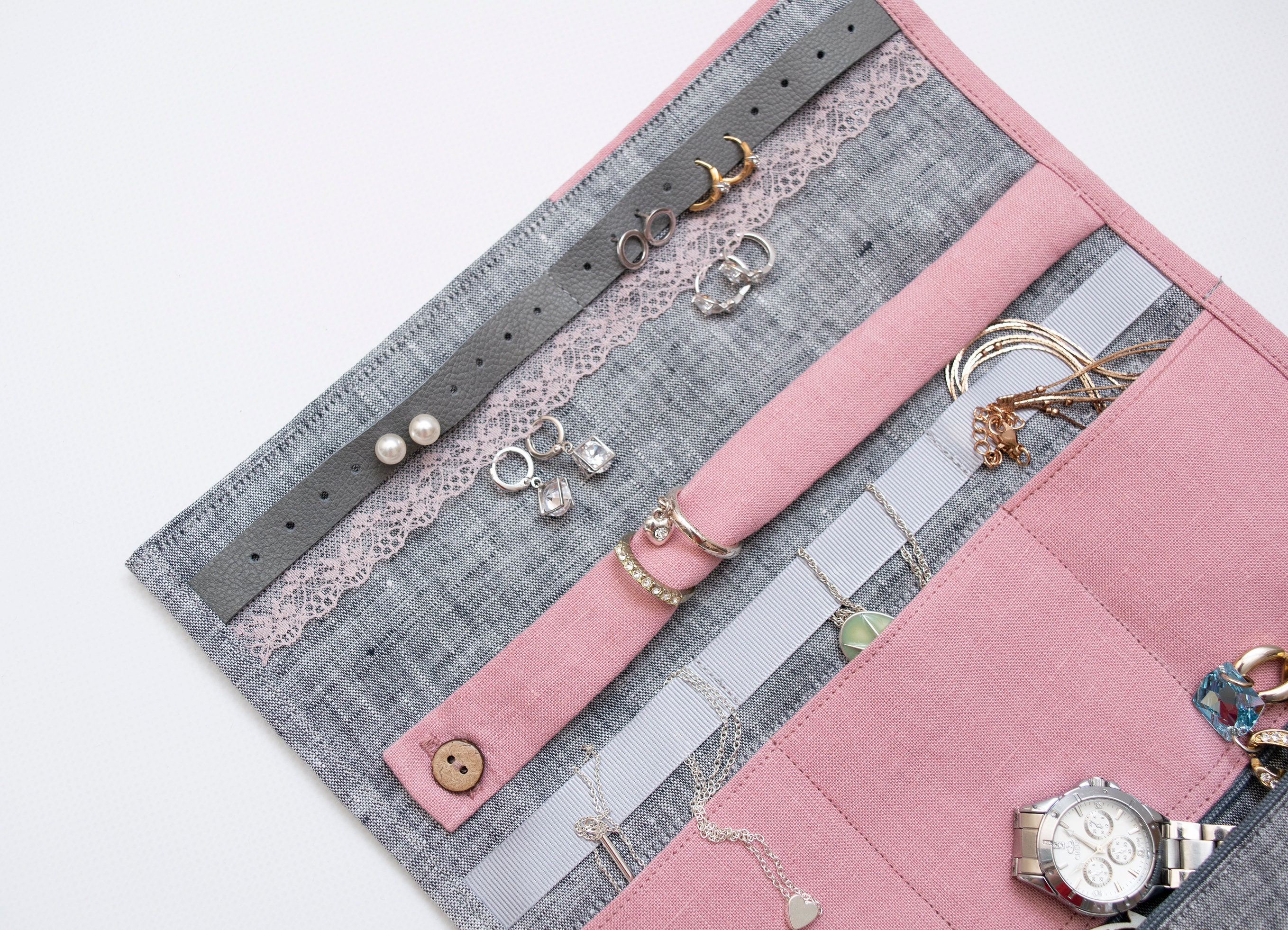 Travel organizer jewelry roll. Holder jewelry storage. Womens Etsy