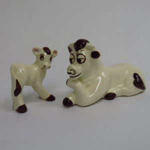 Vintage Bull Cow and Calf Figurines (2)  Walker California Art Pottery