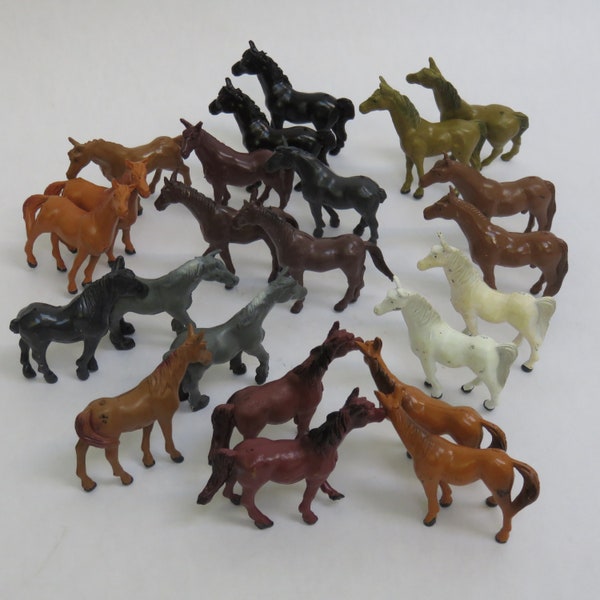 Vintage Toy Horse Herd Multi Colored Plastic 23