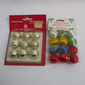 Vintage Mini Christmas Balls Glass and Satin 2 Packages