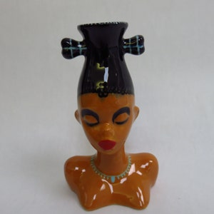 Vintage Head Vase Nubian Woman MCM Ceramics