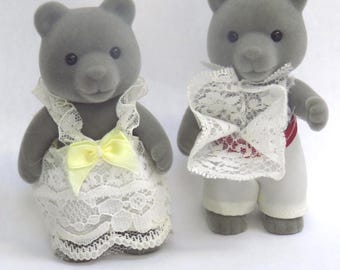 Vintage Gray Bears Sylvanian Families Sweetwater Bridal Couple