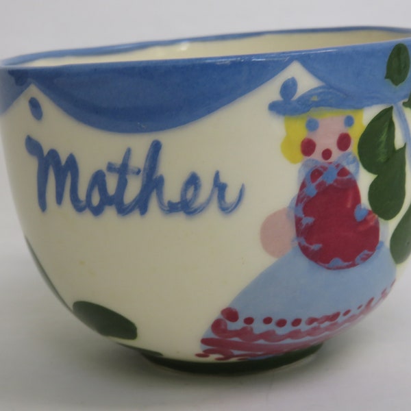 Vintage  Cup Planter Hand Painted "Mother"