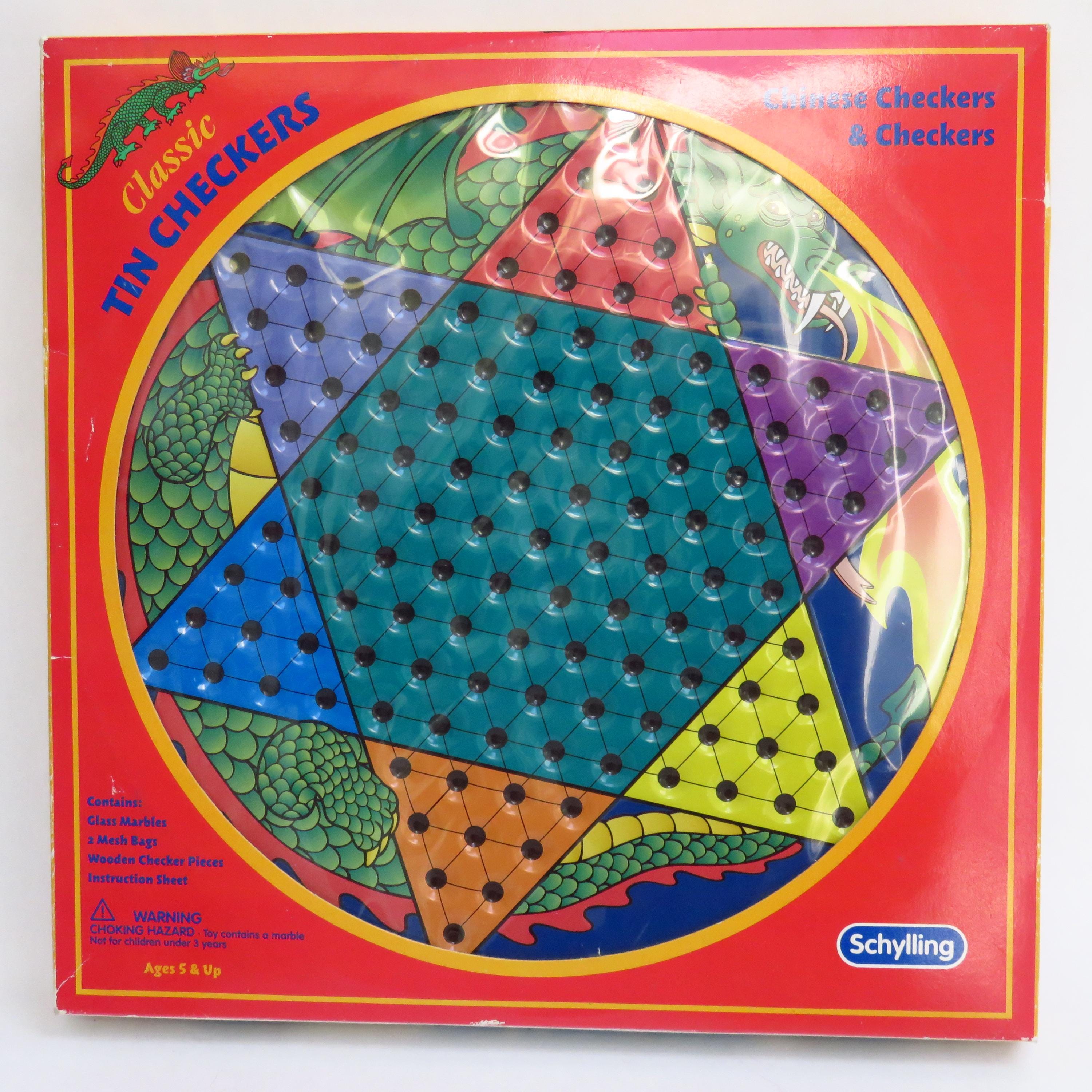 Schylling Zinn-Spiel: Chinese Checkers & Dame, Für 4 Spieler, Mit Murmeln & Steinen