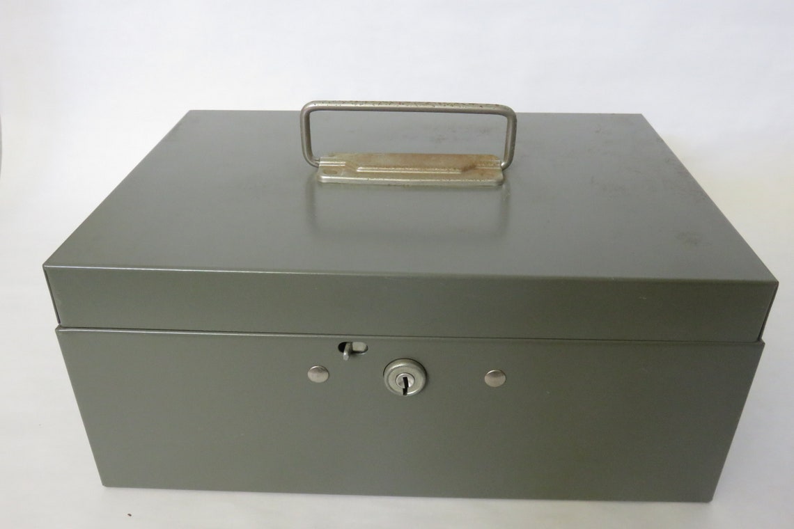 Vintage Metal Lock Box Neilson Handle 2 Keys Industrial Etsy