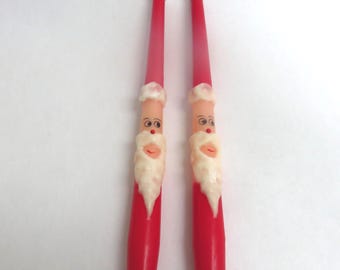 Vintage Santa Face Taper Candles 2