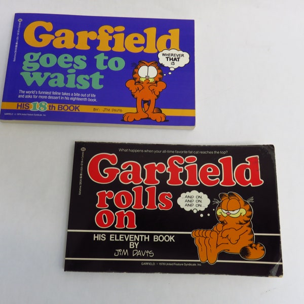 Vintage Garfield Paperbacks "Garfield Rolls On" and "Garfield Goes to Waist" Jim Davis