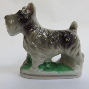 Vintage hondenbeeldje Schnauzer grijs Japan, jaren 1940