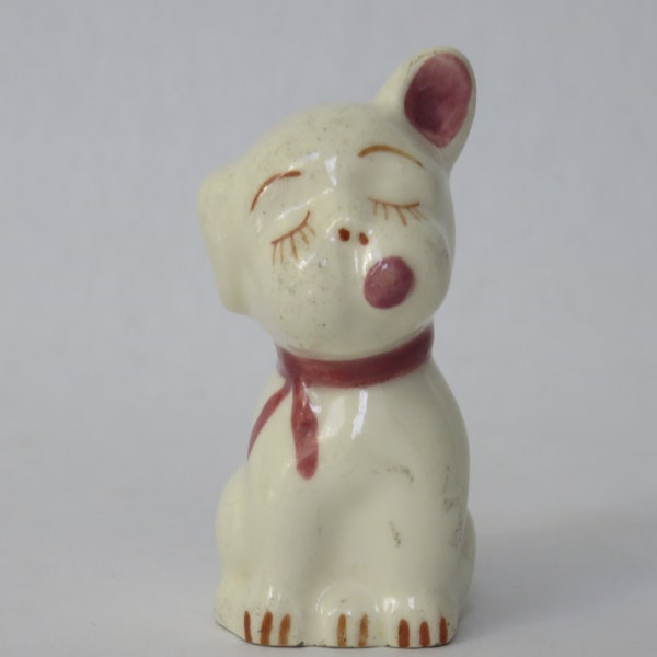 Vintage Puppy Dog Figurine Miniature 1940’s Block Pottery