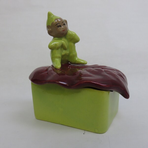 Vintage Ceramic Box Pixie Lid MC California Pottery