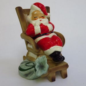 Vintage Christmas Figurine Santa Napping in Rocking Chair Josef Originals