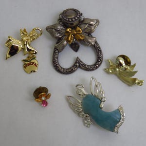 Assorted Angel Pins Metal Lot of 5 Costume Jewelry