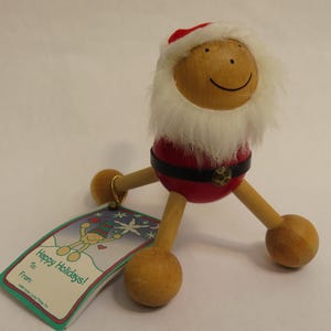 Vintage Santa Claus &quot;Happy Massager&quot; Wooden Massage Tool  Handmade
