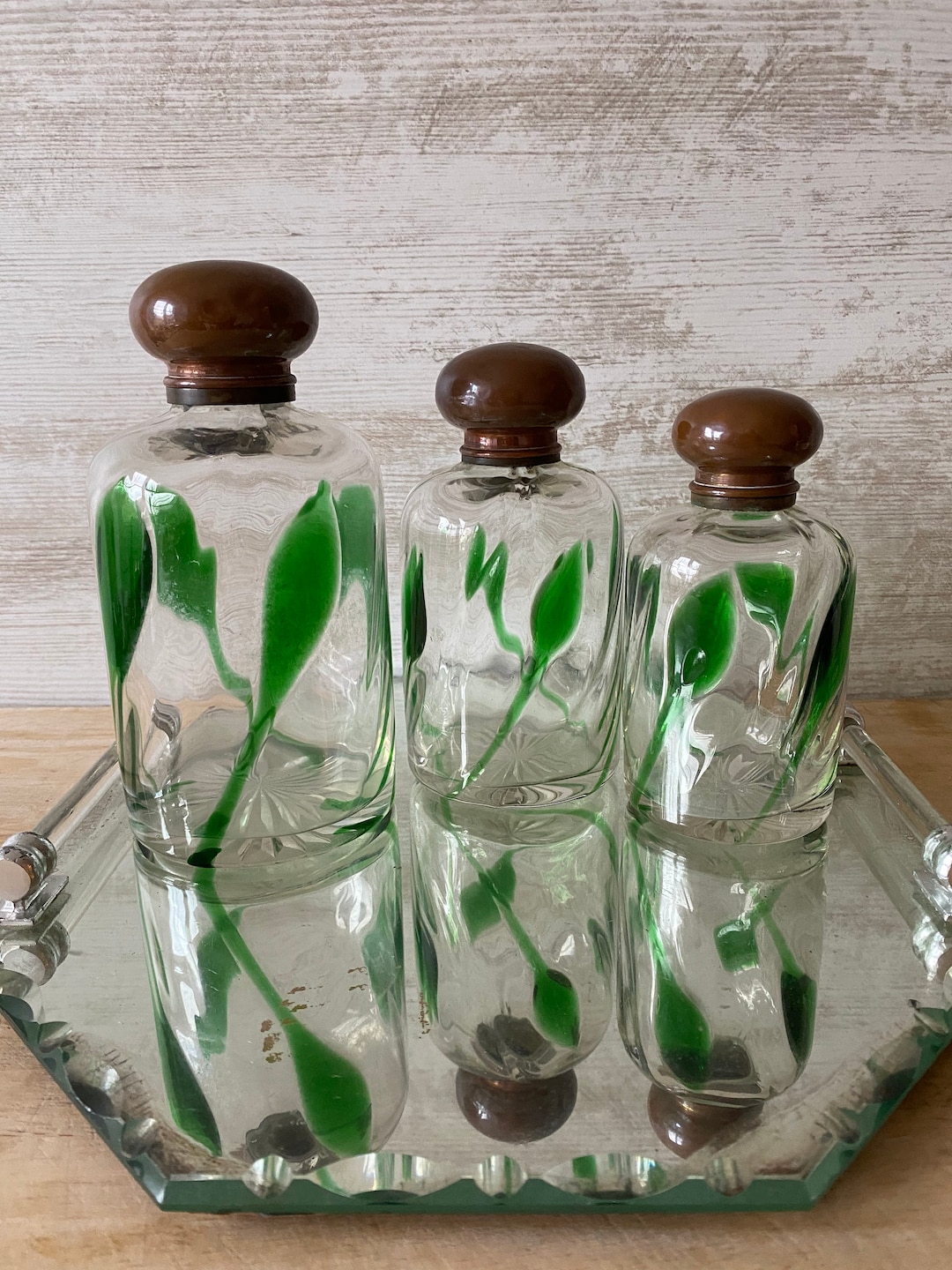Antique Dressing Table Bottle Trio Glass Dressing Table Etsy